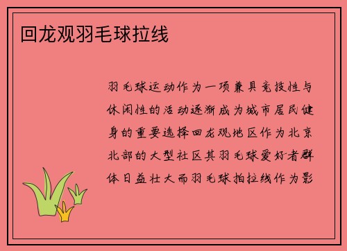 回龙观羽毛球拉线