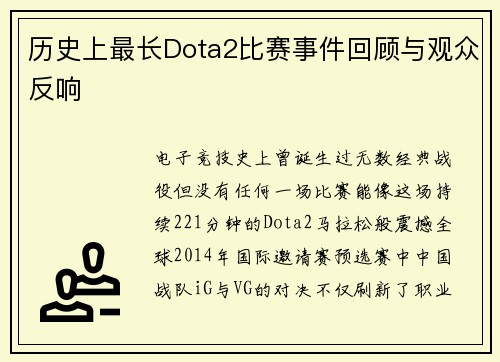 历史上最长Dota2比赛事件回顾与观众反响